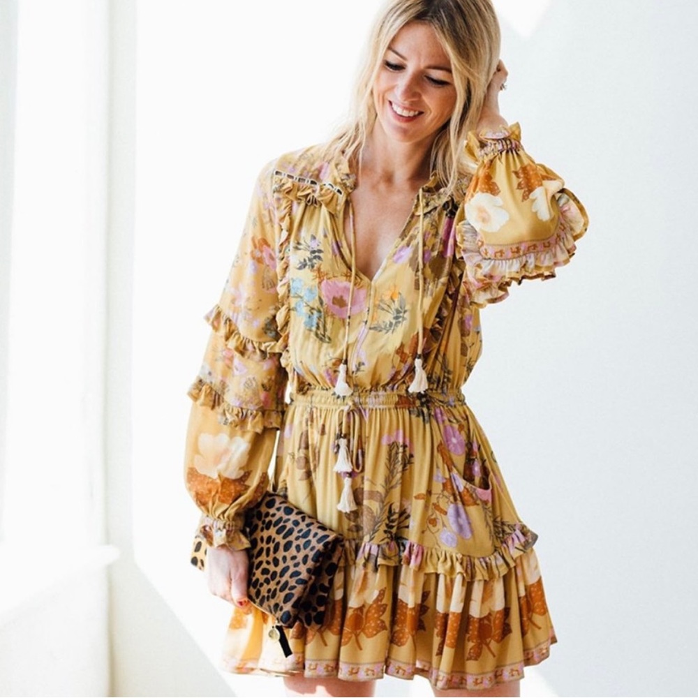 New Boho Summer Floral Long Sleeve Dress